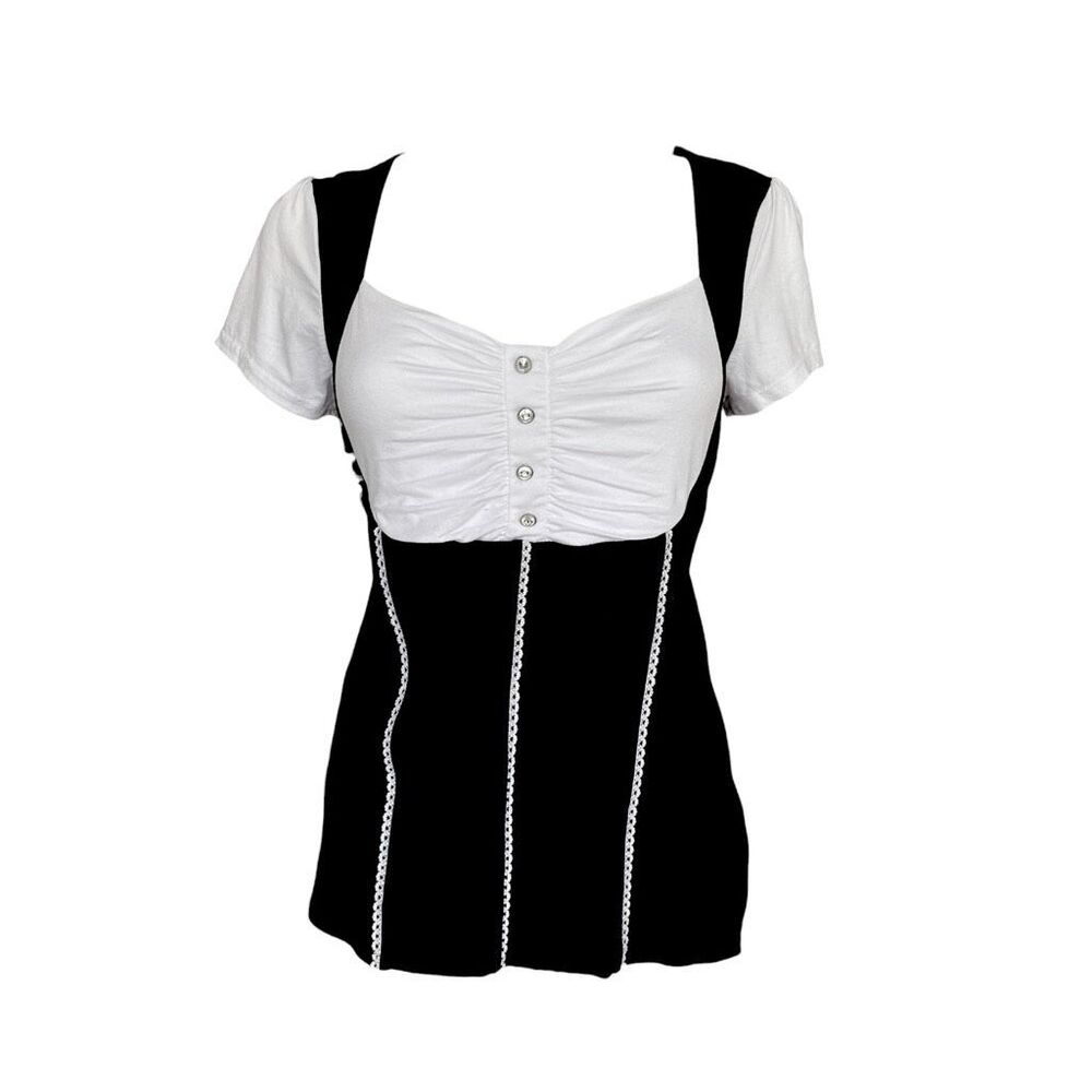 goth faux-layered milkmaid blouse